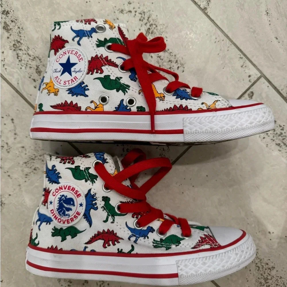 Converse Dinoverse Kid’s Dinosaur Print Tennis Shoes All Star Chuck Taylor - Picture 7 of 8